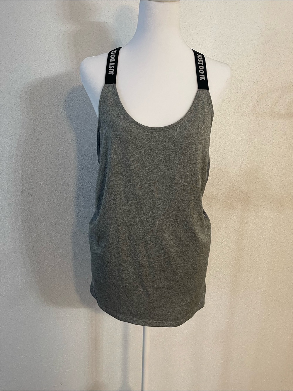 Nike women’s x large Grey Racerback Tank with 'Just Do It' Straps